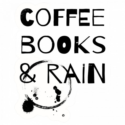Set 4 bucati, Sticker decorativ, Coffee books and rain, Rezistent la apa, NO8850, 10 cm, Multicolor