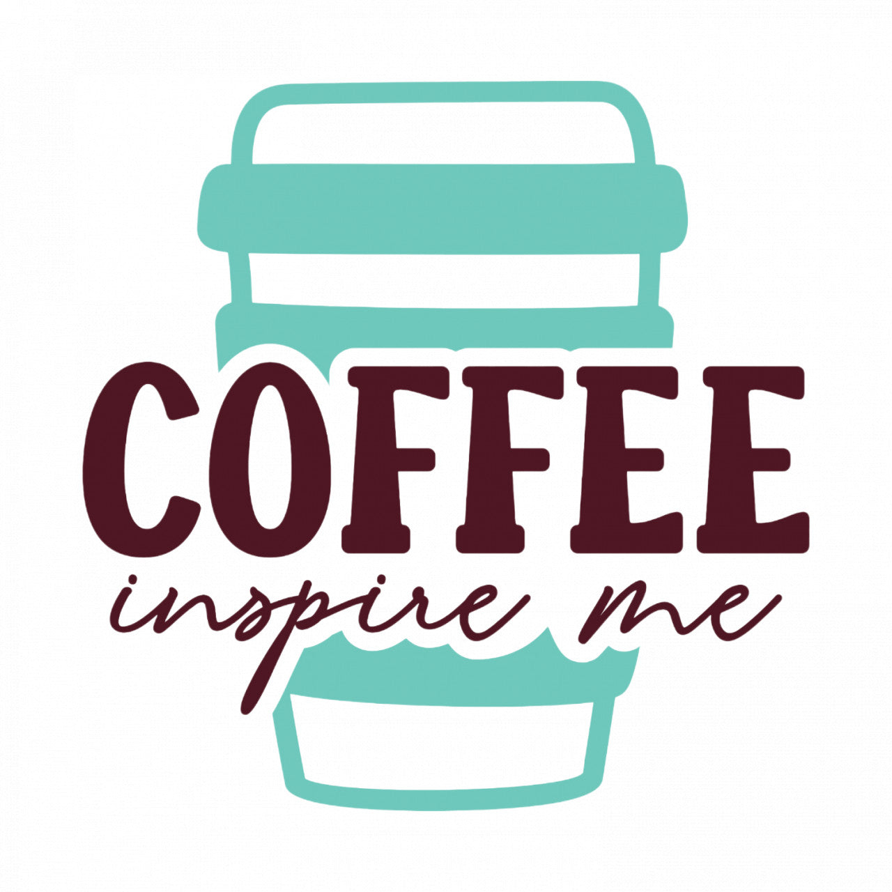 Set 4 bucati, Sticker decorativ, Coffee inspire me, Rezistent la apa, NO8852, 10 cm, Multicolor