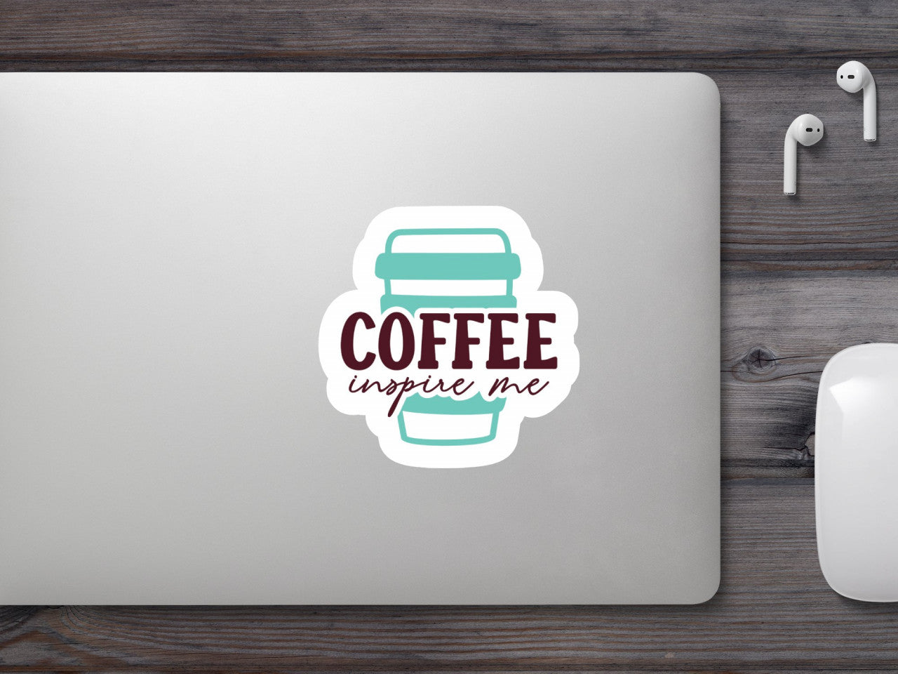 Set 4 bucati, Sticker decorativ, Coffee inspire me, Rezistent la apa, NO8852, 10 cm, Multicolor