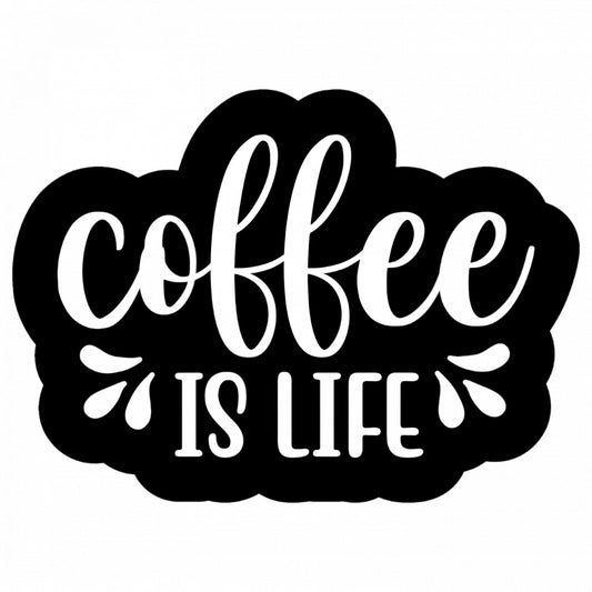 Set 4 bucati, Sticker decorativ, Coffee is life, Rezistent la apa, NO8854, 10 cm, Multicolor