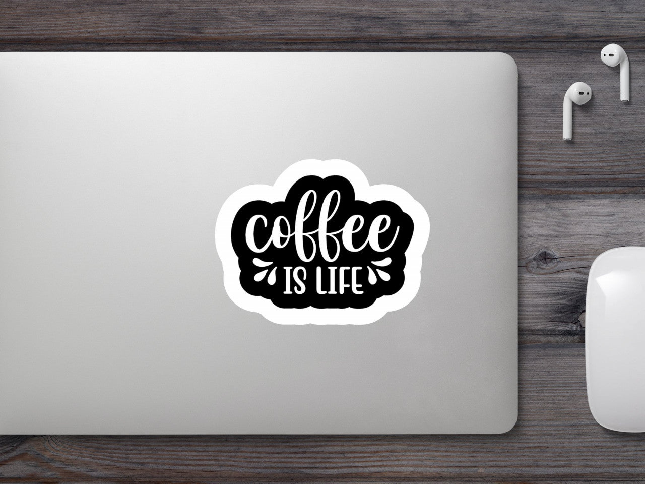Set 4 bucati, Sticker decorativ, Coffee is life, Rezistent la apa, NO8854, 10 cm, Multicolor