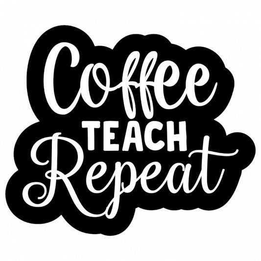 Set 4 bucati, Sticker decorativ, Coffee teach repeat, Rezistent la apa, NO8860, 10 cm, Multicolor