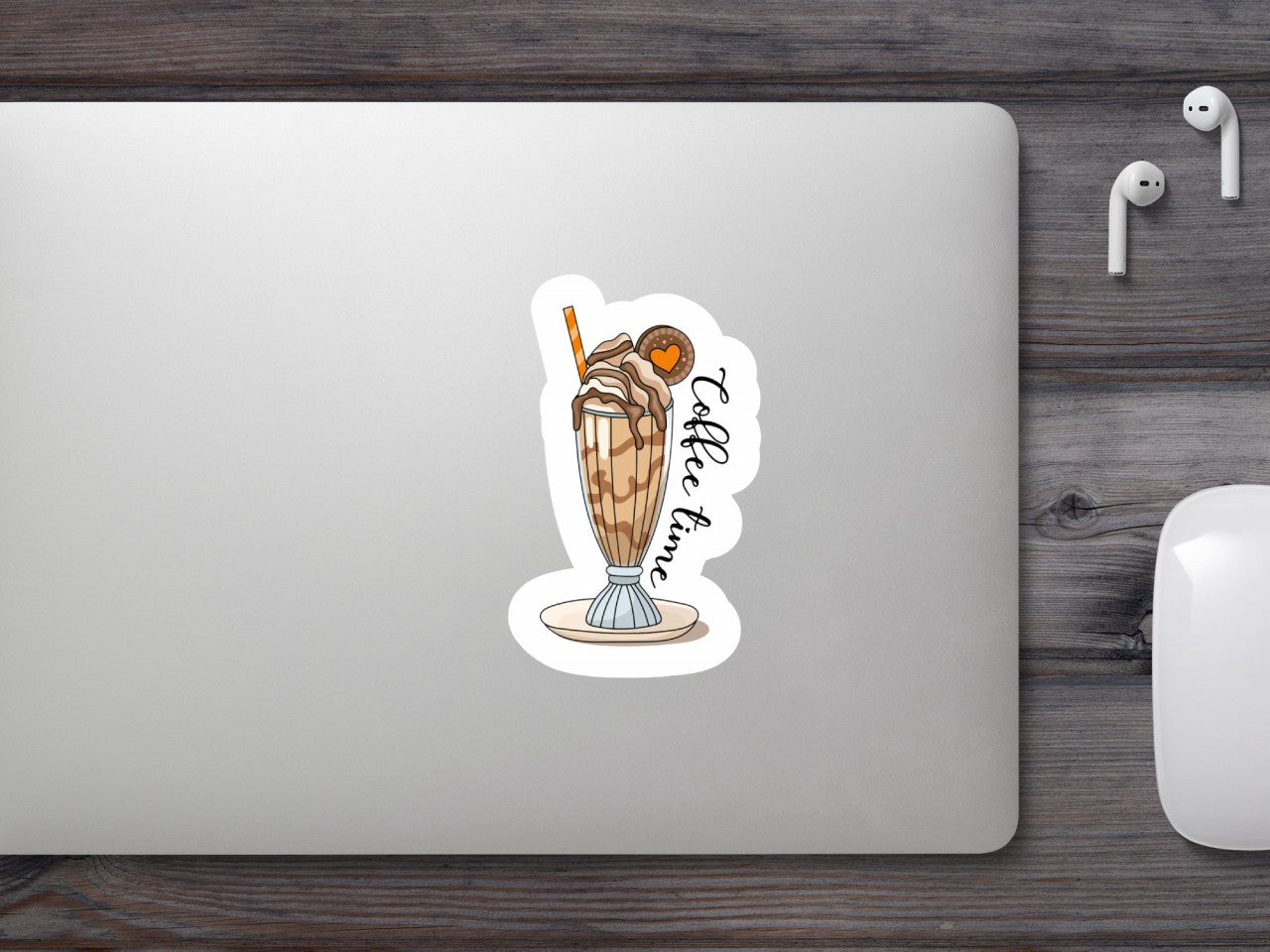 Set 4 bucati, Sticker decorativ, Coffee time, Rezistent la apa, NO8861, 10 cm, Multicolor