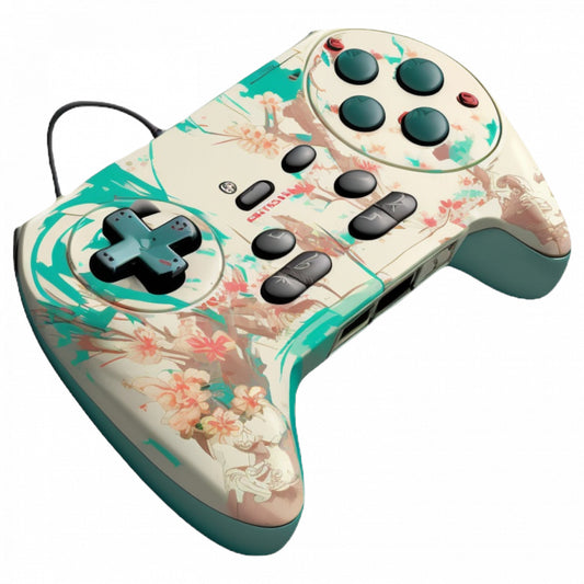 Set 4 bucati, Sticker decorativ, Controller Nintendo cu flori, Rezistent la apa, NO8877, 10 cm, Multicolor