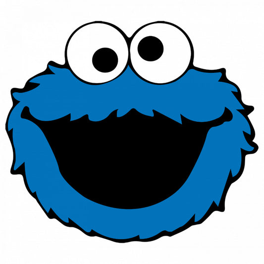 Set 4 bucati, Sticker decorativ, Cookie Monster Sesame Street cu ochii in toate partile, Rezistent la apa, NO8887, 10 cm, Multicolor