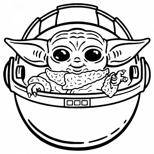 Set 4 bucati, Sticker decorativ, Copilul Grogu Mandalorian Star Wars, Rezistent la apa, NO8904, 10 cm, Multicolor