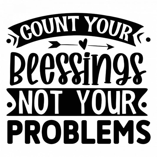 Set 4 bucati, Sticker decorativ, Count your blessings not your problems, Rezistent la apa, NO8917, 10 cm, Multicolor