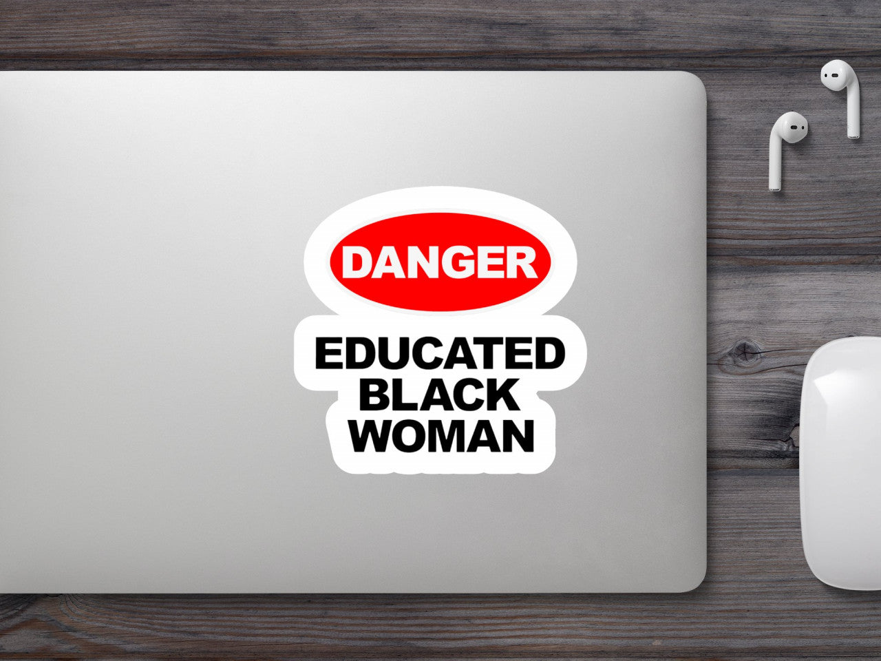Set 4 bucati, Sticker decorativ, Danger Educated Black Woman, Rezistent la apa, NO8952, 10 cm, Multicolor