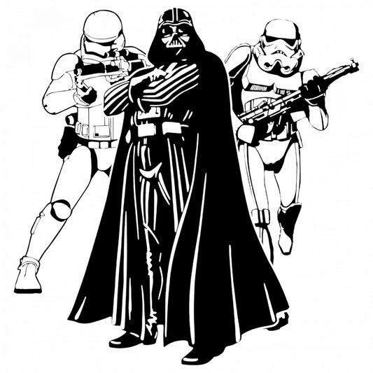 Set 4 bucati, Sticker decorativ, Darth Vader Sandtroopers Mandalorian Star wars, Rezistent la apa, NO8963, 10 cm, Multicolor
