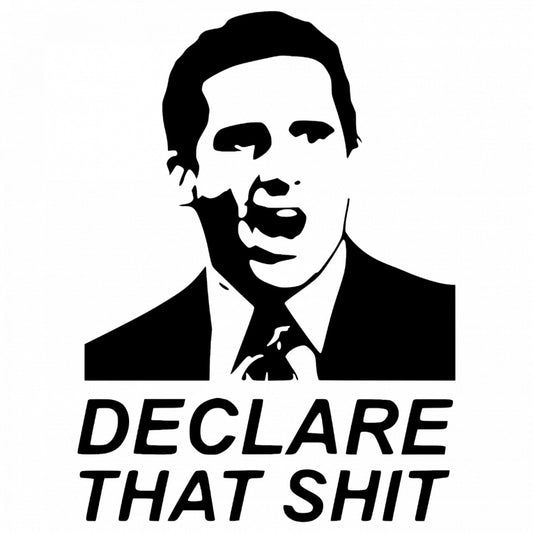 Set 4 bucati, Sticker decorativ, Declare that shit The Office, Rezistent la apa, NO8969, 10 cm, Multicolor