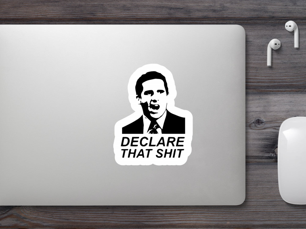 Set 4 bucati, Sticker decorativ, Declare that shit The Office, Rezistent la apa, NO8969, 10 cm, Multicolor