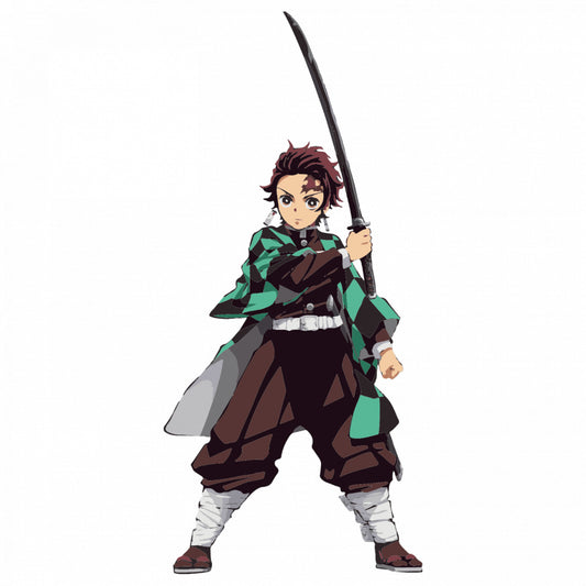 Set 4 bucati, Sticker decorativ, Demon Slayer Tanjiro Kamado razboinic, Rezistent la apa, NO8993, 10 cm, Multicolor