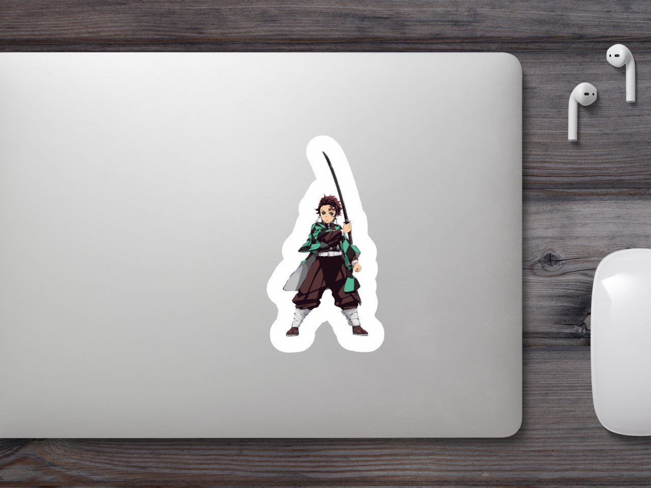 Set 4 bucati, Sticker decorativ, Demon Slayer Tanjiro Kamado razboinic, Rezistent la apa, NO8993, 10 cm, Multicolor