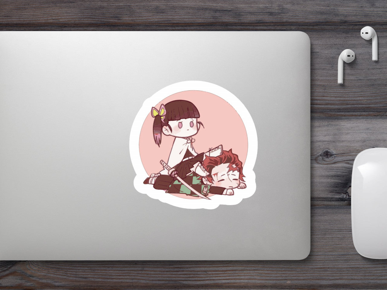 Set 4 bucati, Sticker decorativ, Demon Slayer Tanjiro x Kanao, Rezistent la apa, NO8996, 10 cm, Multicolor