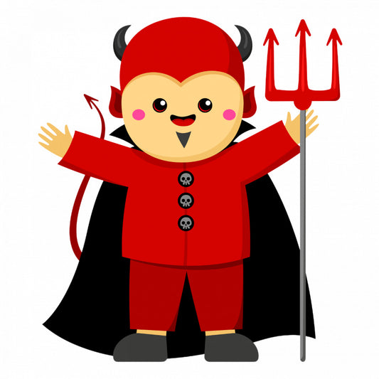 Set 4 bucati, Sticker decorativ, Devil Costum Halloween, Rezistent la apa, NO9000, 10 cm, Multicolor