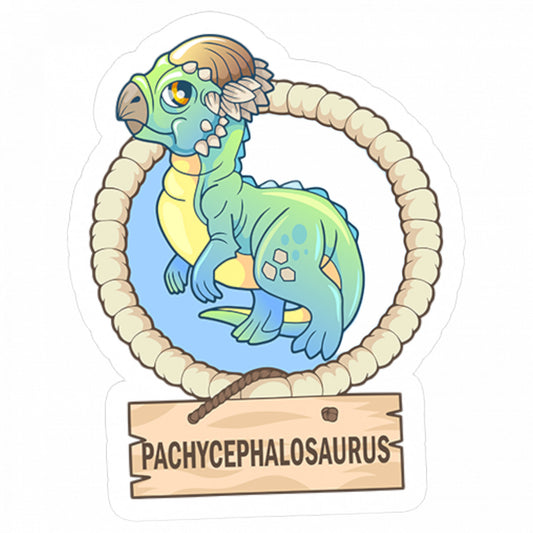 Set 4 bucati, Sticker decorativ, Dinozaur Pachycephalosaurus, Rezistent la apa, NO9013, 10 cm, Multicolor