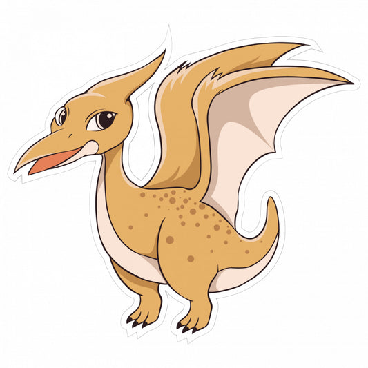 Set 4 bucati, Sticker decorativ, Dinozaur Pterodactyl zburator, Rezistent la apa, NO9015, 10 cm, Multicolor