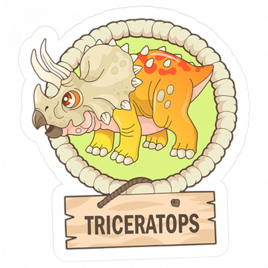 Set 4 bucati, Sticker decorativ, Dinozaur Triceratops, Rezistent la apa, NO9021, 10 cm, Multicolor