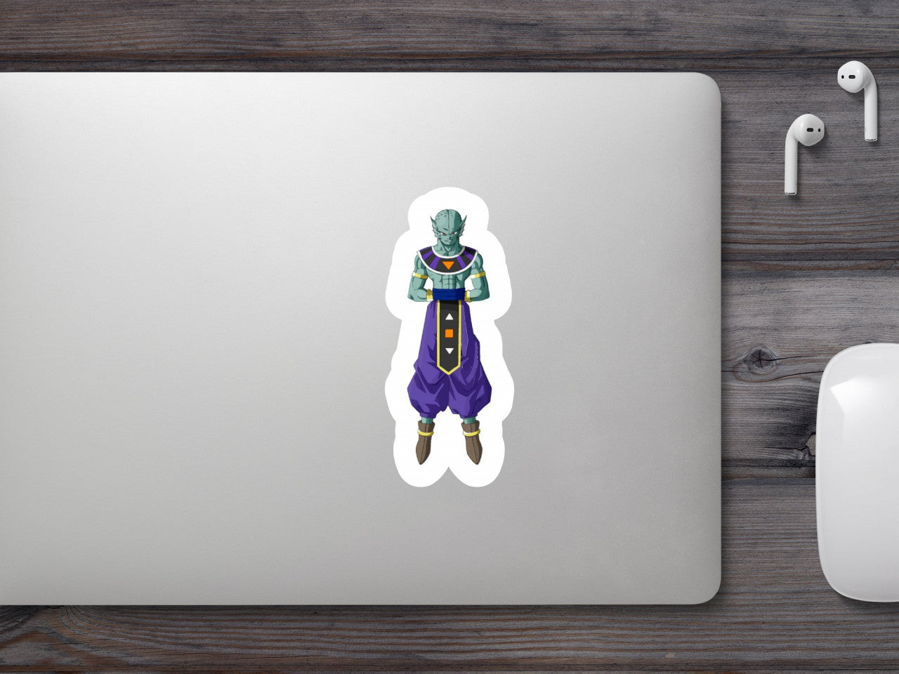Set 4 bucati, Sticker decorativ, Dragon Ball Beerus pregatit de lupta, Rezistent la apa, NO9096, 10 cm, Multicolor