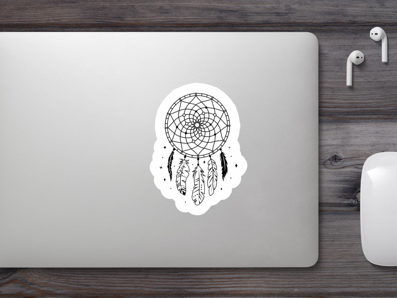 Set 4 bucati, Sticker decorativ, Dreamcatcher Feng Shui, Rezistent la apa, NO9167, 10 cm, Multicolor