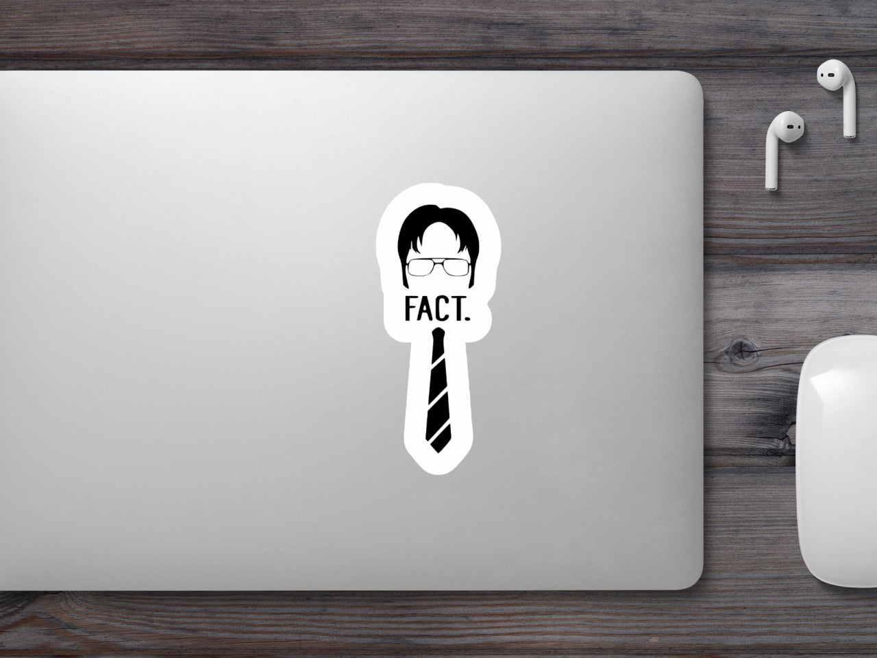 Set 4 bucati, Sticker decorativ, Dwight Fact Cravata The Office, Rezistent la apa, NO9175, 10 cm, Multicolor