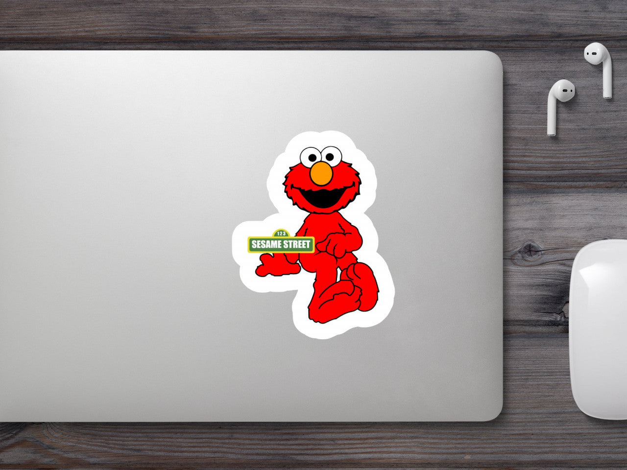 Set 4 bucati, Sticker decorativ, Elmo Sesame Street curios de oaspeti, Rezistent la apa, NO9186, 10 cm, Multicolor
