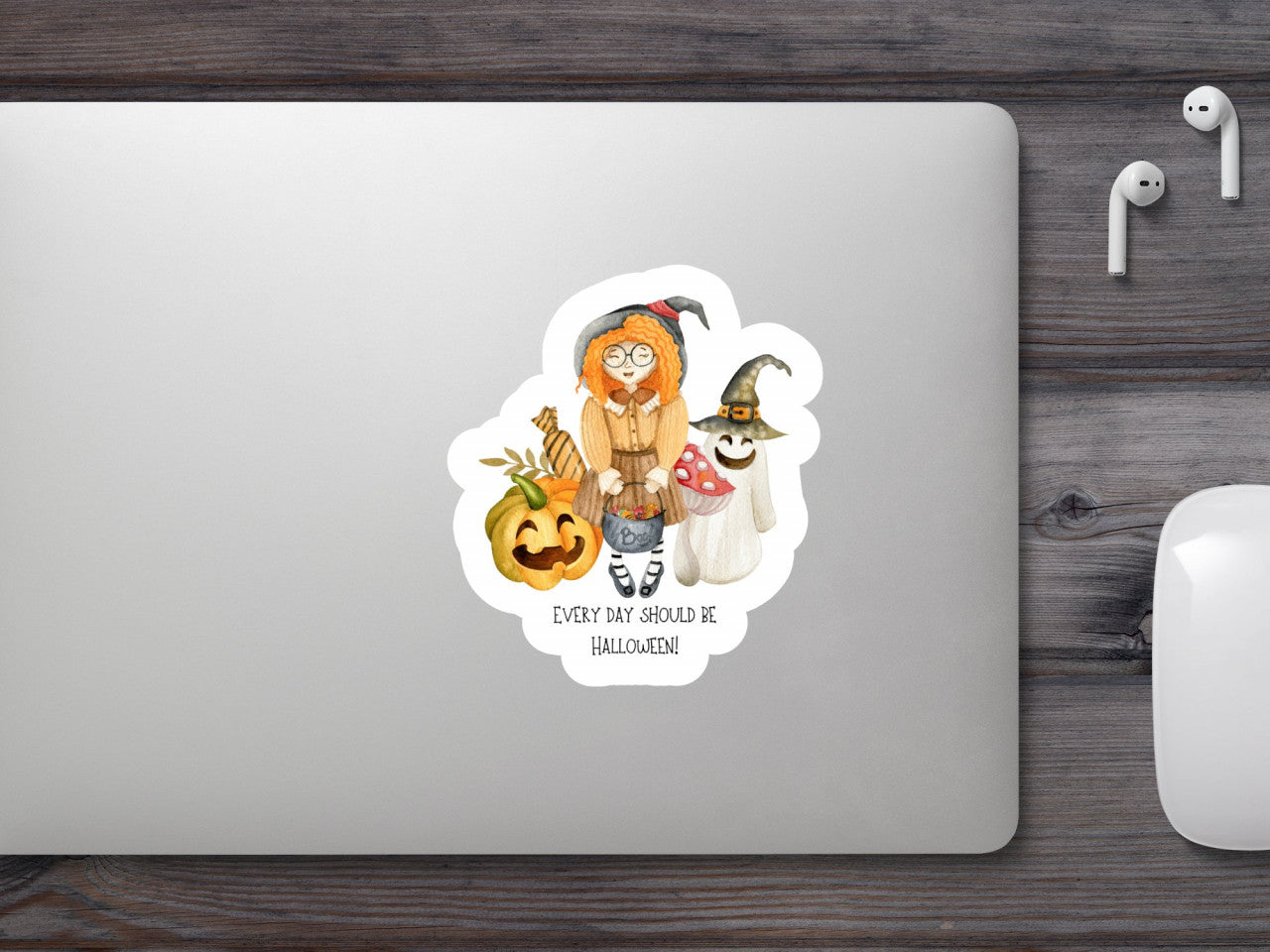 Set 4 bucati, Sticker decorativ, Every day should be Halloween, Rezistent la apa, NO9211, 10 cm, Multicolor
