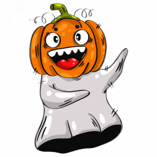 Set 4 bucati, Sticker decorativ, Fantoma amuzanta de Halloween, Rezistent la apa, NO9226, 10 cm, Multicolor