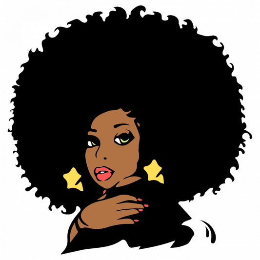 Set 4 bucati, Sticker decorativ, Femeie Afro cu parul cret, Rezistent la apa, NO9258, 10 cm, Multicolor