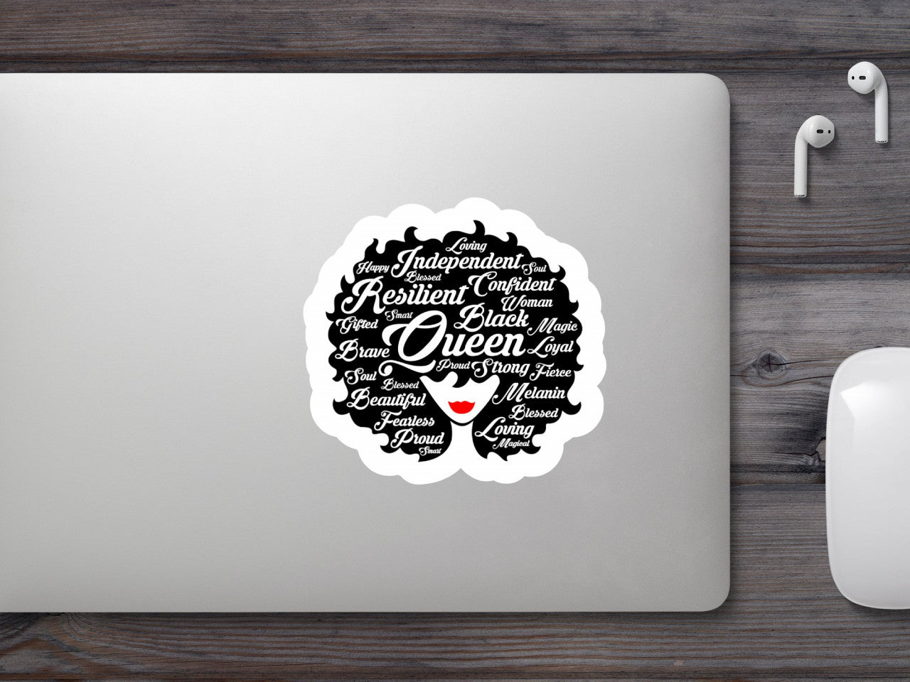 Set 4 bucati, Sticker decorativ, Femeie cu parul Afro Queen, Rezistent la apa, NO9261, 10 cm, Multicolor