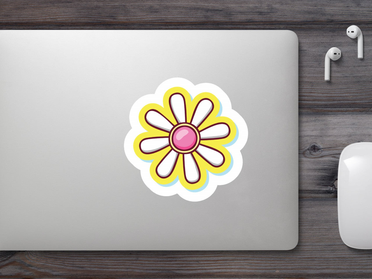 Set 4 bucati, Sticker decorativ, Floare margareta, Rezistent la apa, NO9279, 10 cm, Multicolor