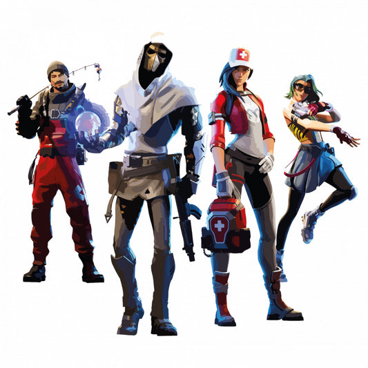 Set 4 bucati, Sticker decorativ, Fortnite Chapter, Rezistent la apa, NO9306, 10 cm, Multicolor