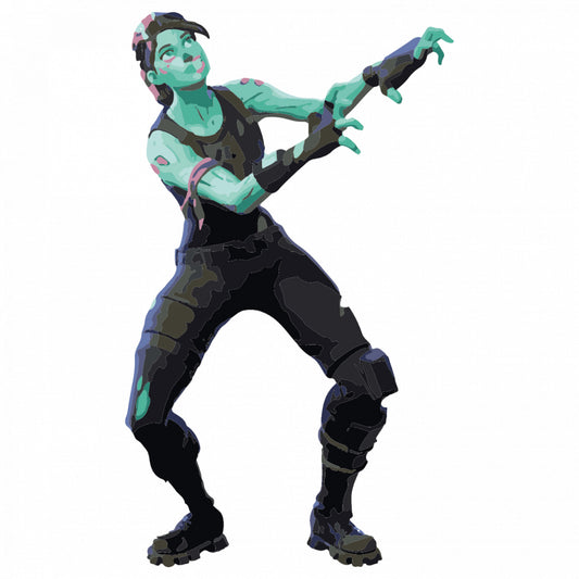 Set 4 bucati, Sticker decorativ, Fortnite Ghoul Trooper, Rezistent la apa, NO9317, 10 cm, Multicolor