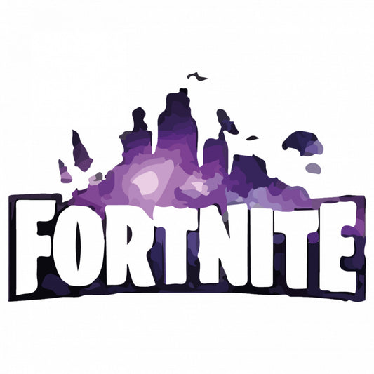 Set 4 bucati, Sticker decorativ, Fortnite logo mov, Rezistent la apa, NO9323, 10 cm, Multicolor