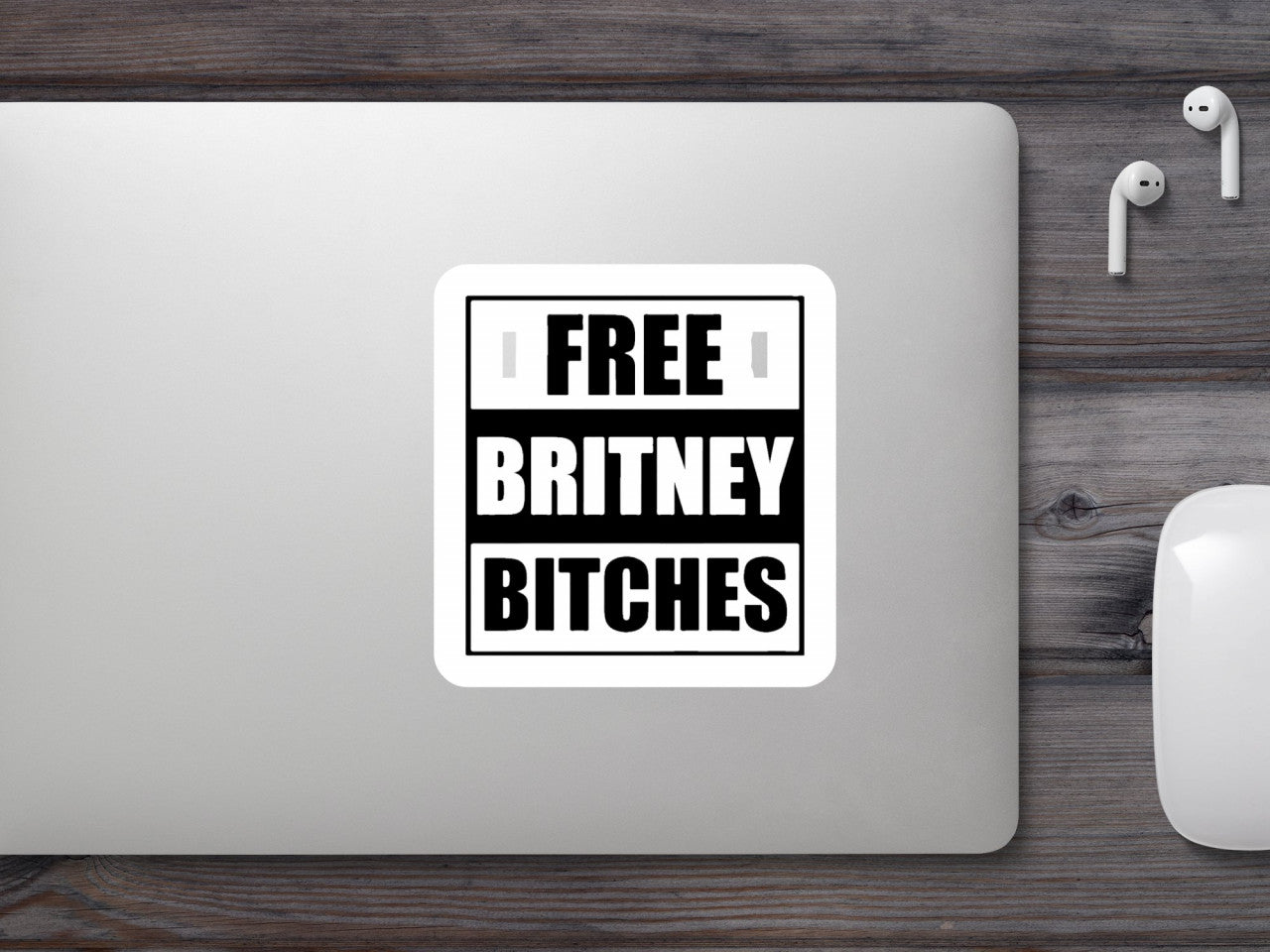 Set 4 bucati, Sticker decorativ, Free Britney bitches, Rezistent la apa, NO9343, 10 cm, Multicolor