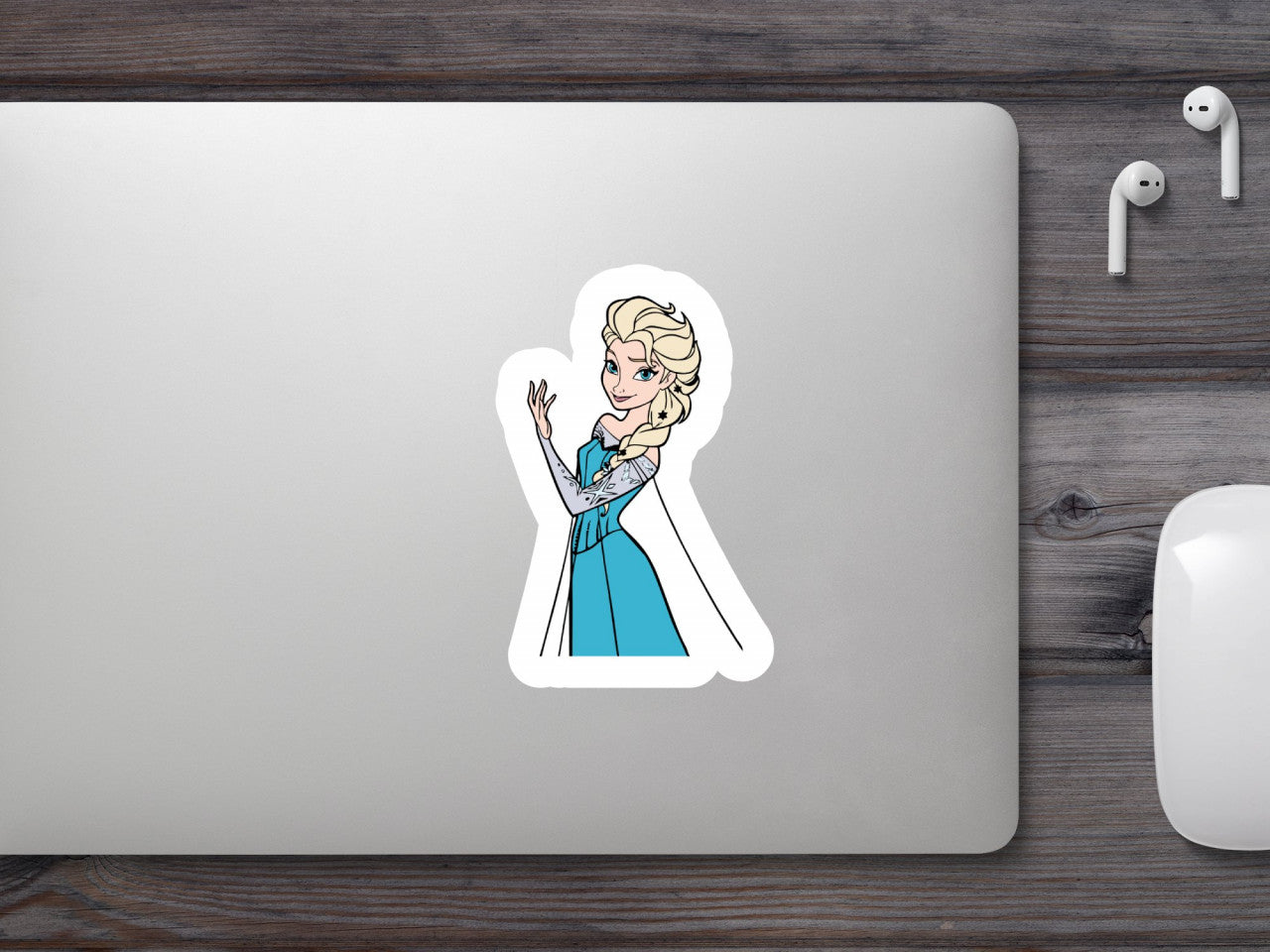 Set 4 bucati, Sticker decorativ, Frozen Elsa cu stele in par, Rezistent la apa, NO9359, 10 cm, Multicolor