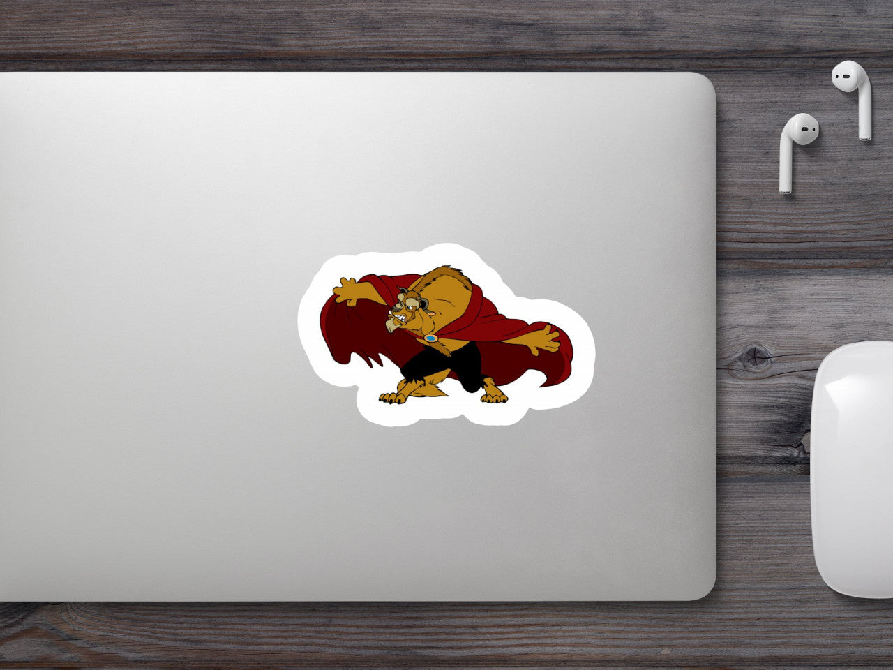 Set 4 bucati, Sticker decorativ, Frumoasa si bestia The Beast, Rezistent la apa, NO9377, 10 cm, Multicolor