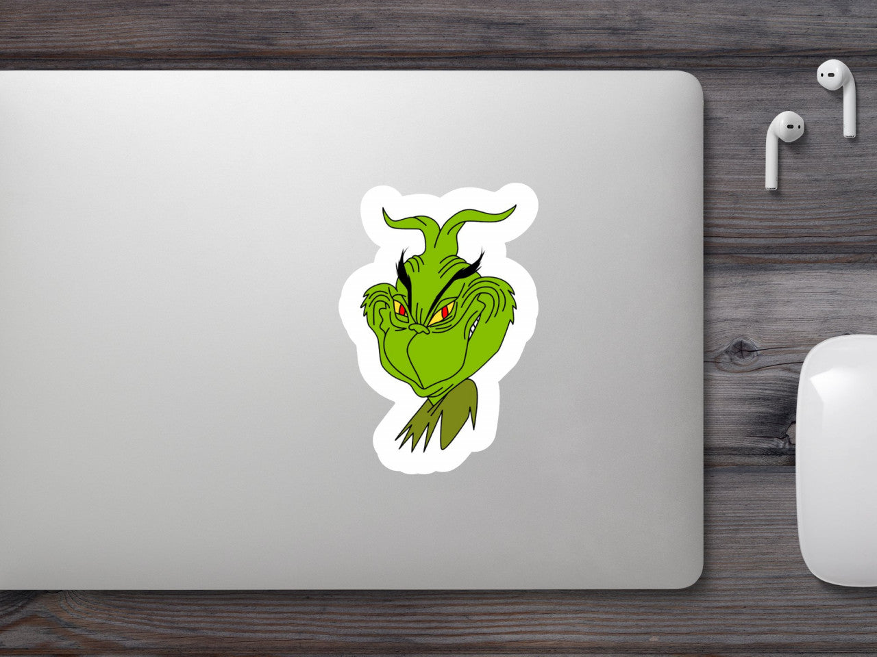 Set 4 bucati, Sticker decorativ, Grinch Evil , Rezistent la apa, NO9512, 10 cm, Multicolor