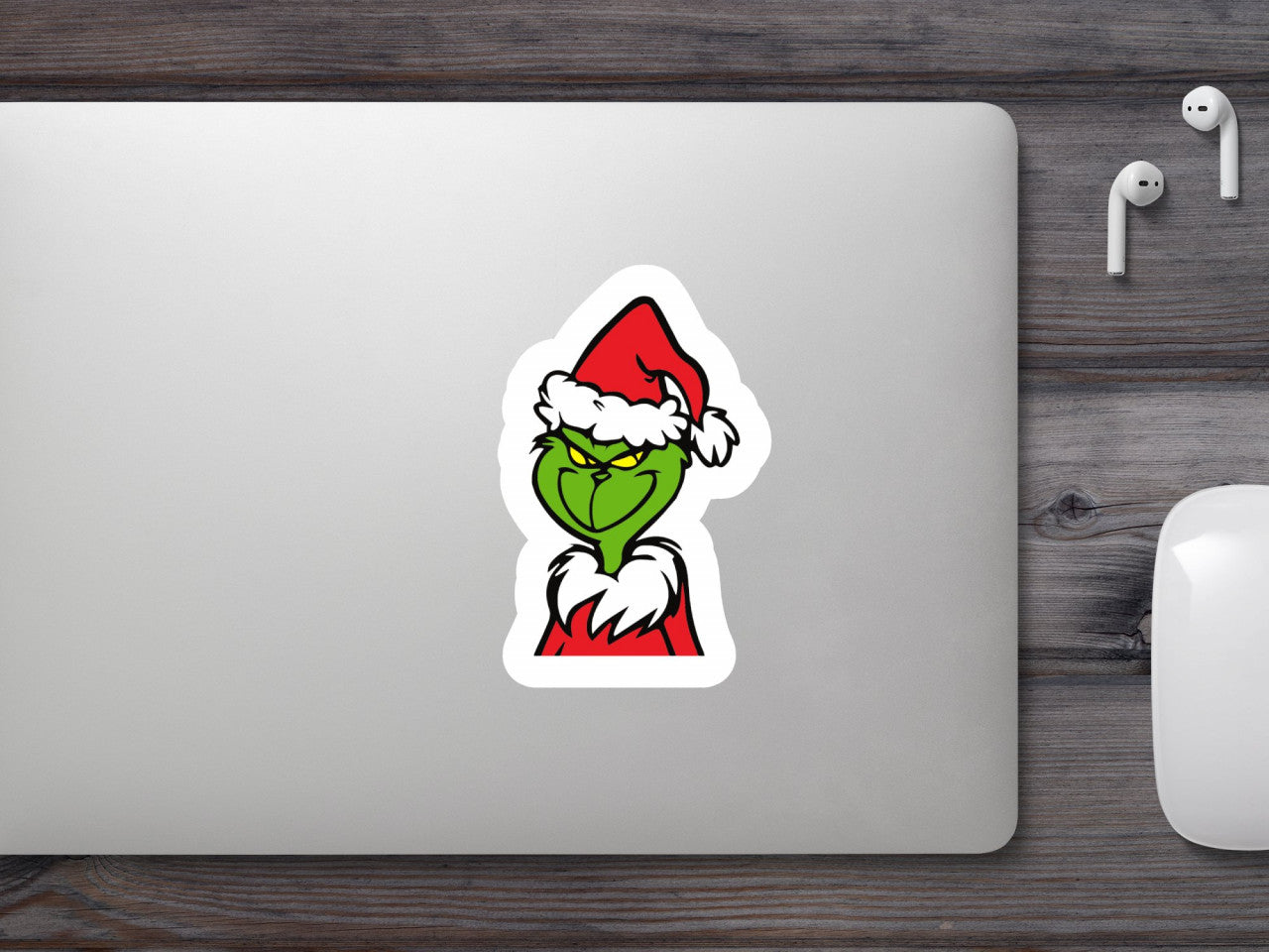 Set 4 bucati, Sticker decorativ, Grinch se uita la tine cu interes, Rezistent la apa, NO9518, 10 cm, Multicolor