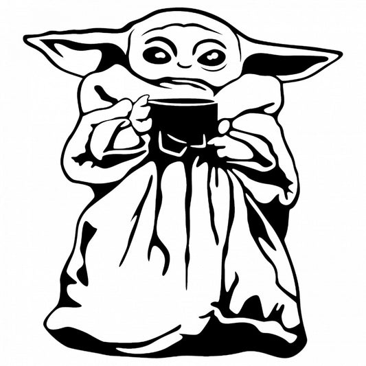Set 4 bucati, Sticker decorativ, Grogu Mandalorian Star Wars, Rezistent la apa, NO9522, 10 cm, Multicolor