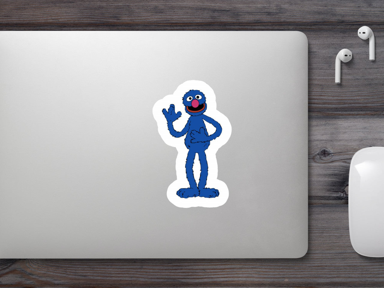 Set 4 bucati, Sticker decorativ, Grover Sesame Street iti face cu mana, Rezistent la apa, NO9526, 10 cm, Multicolor
