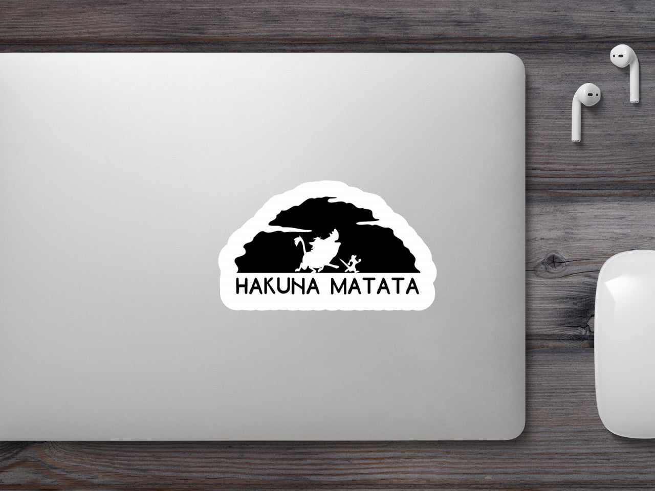 Set 4 bucati, Sticker decorativ, Hakuna Matata, Rezistent la apa, NO9545, 10 cm, Multicolor