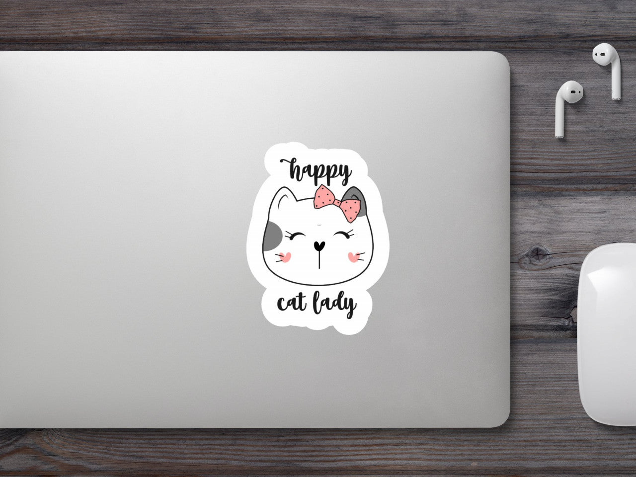Set 4 bucati, Sticker decorativ, Happy cat lady, Rezistent la apa, NO9558, 10 cm, Multicolor