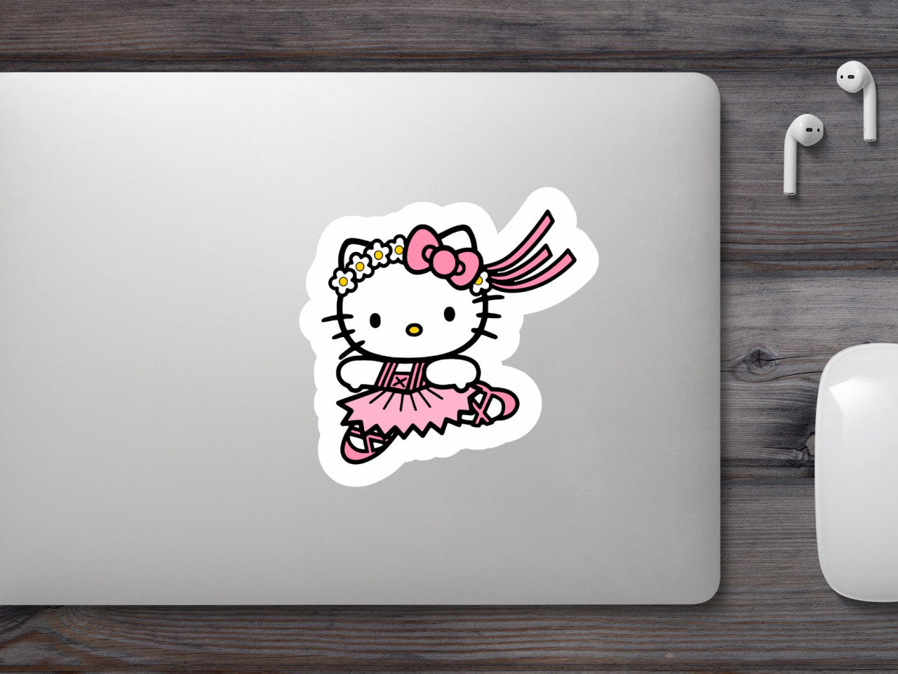 Set 4 bucati, Sticker decorativ, Hello Kitty balerina, Rezistent la apa, NO9604, 10 cm, Multicolor