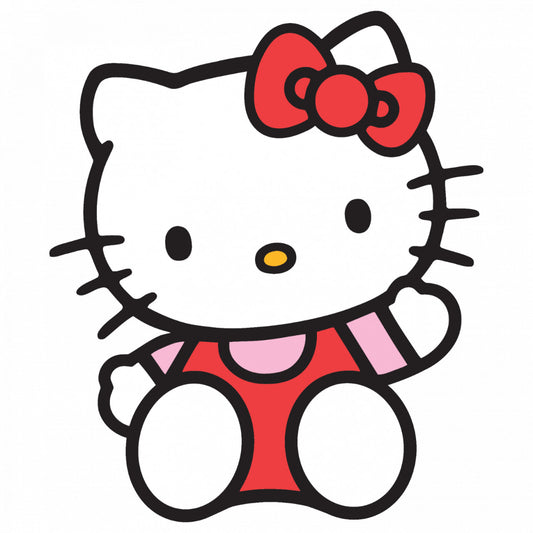Set 4 bucati, Sticker decorativ, Hello Kitty cu funda, Rezistent la apa, NO9612, 10 cm, Multicolor