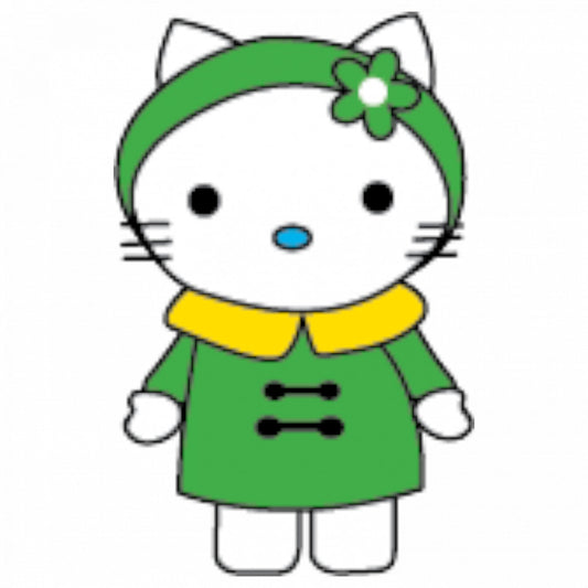 Set 4 bucati, Sticker decorativ, Hello Kitty cu pelerina de ploaie, Rezistent la apa, NO9620, 10 cm, Multicolor
