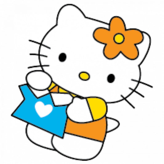 Set 4 bucati, Sticker decorativ, Hello Kitty cu tricou, Rezistent la apa, NO9621, 10 cm, Multicolor
