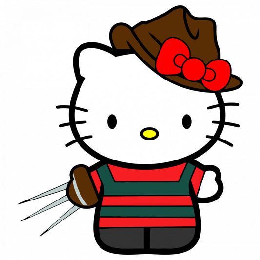 Set 4 bucati, Sticker decorativ, Hello Kitty cu uniforma, Rezistent la apa, NO9622, 10 cm, Multicolor