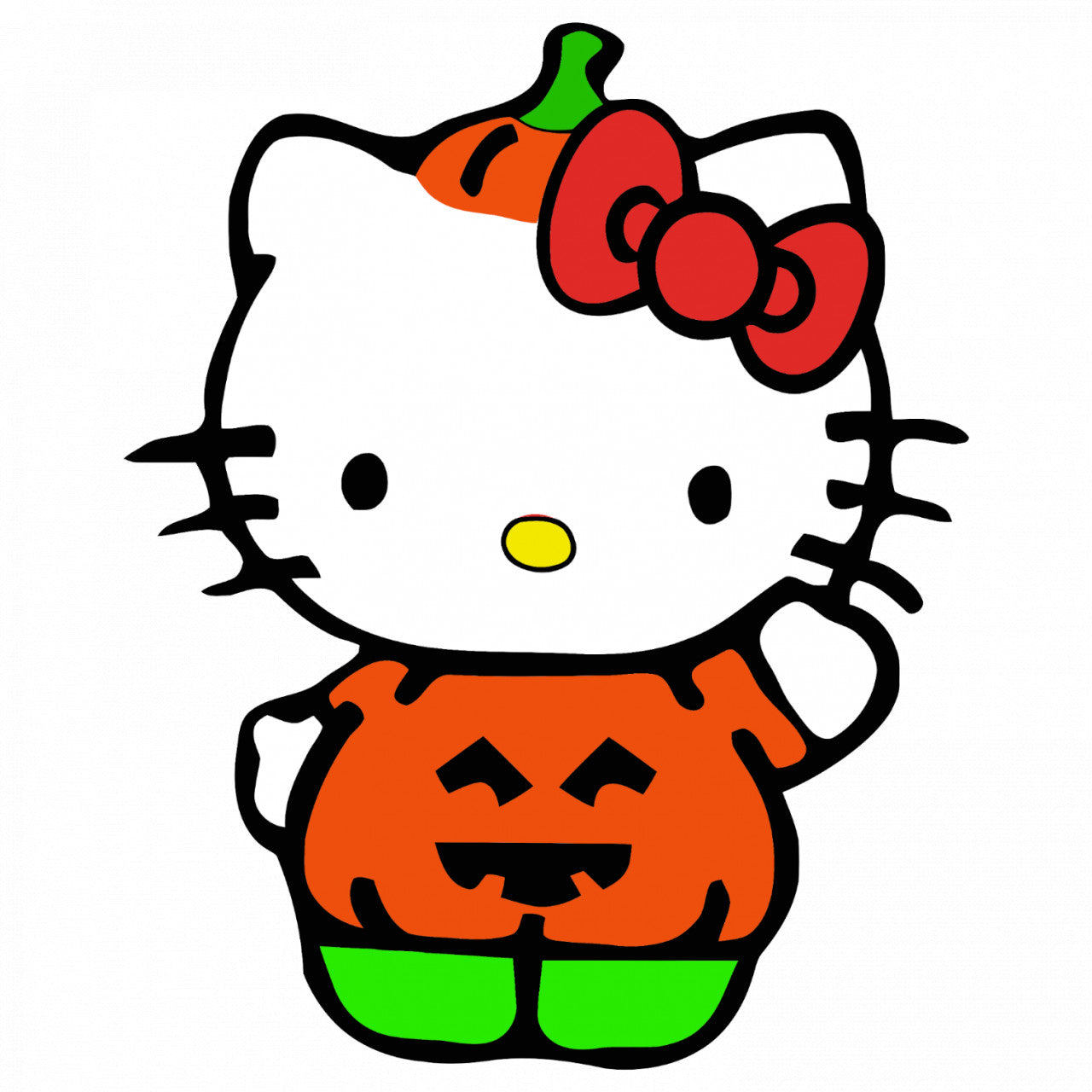 Set 4 bucati, Sticker decorativ, Hello Kitty de Helloween, Rezistent la apa, NO9625, 10 cm, Multicolor
