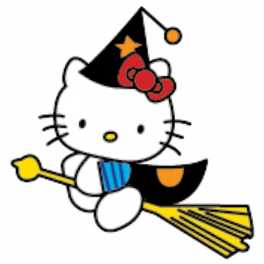 Set 4 bucati, Sticker decorativ, Hello Kitty este vrajitoare, Rezistent la apa, NO9627, 10 cm, Multicolor